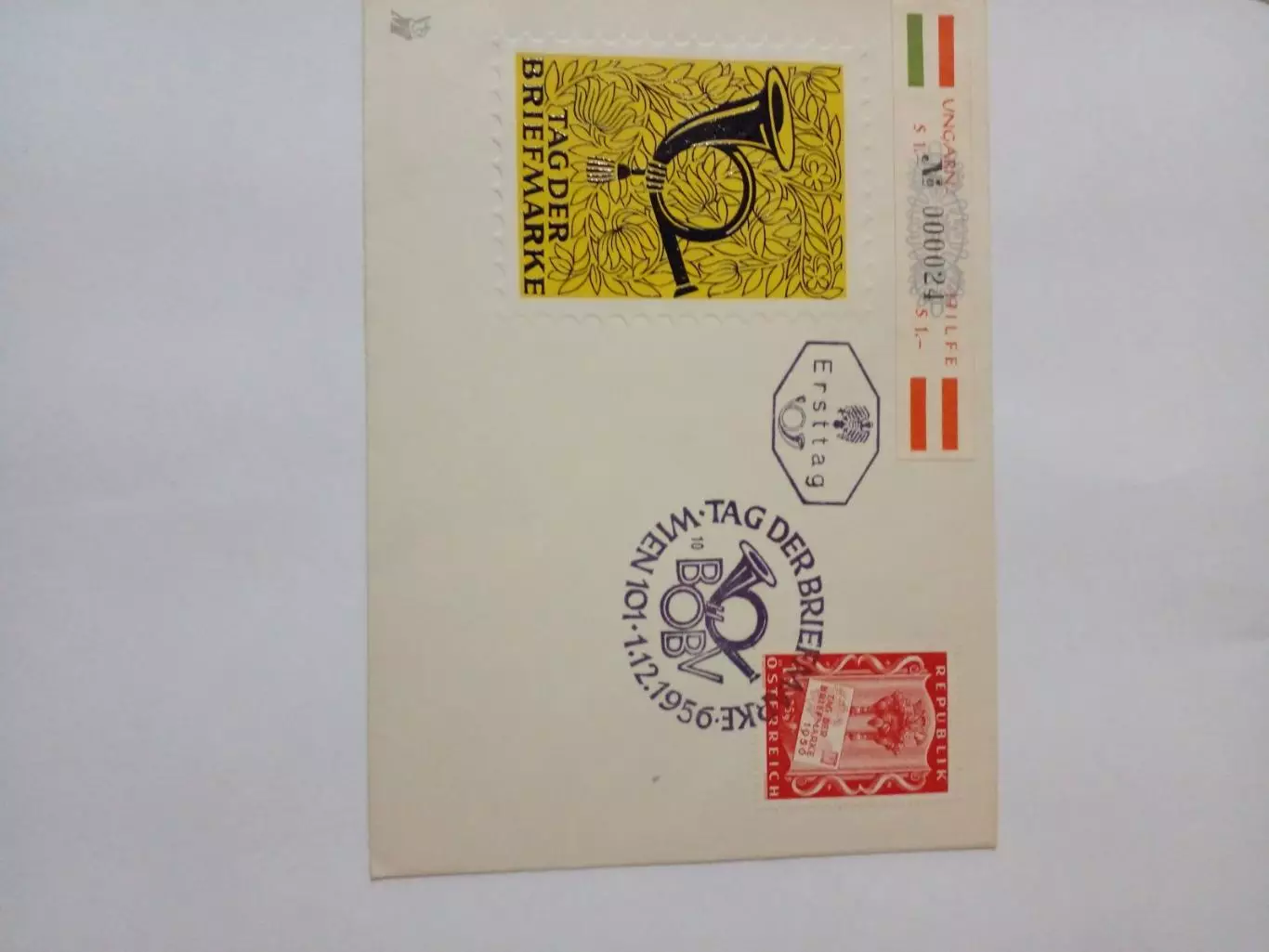 Конверт с марками. Австрия Венгрия 1956