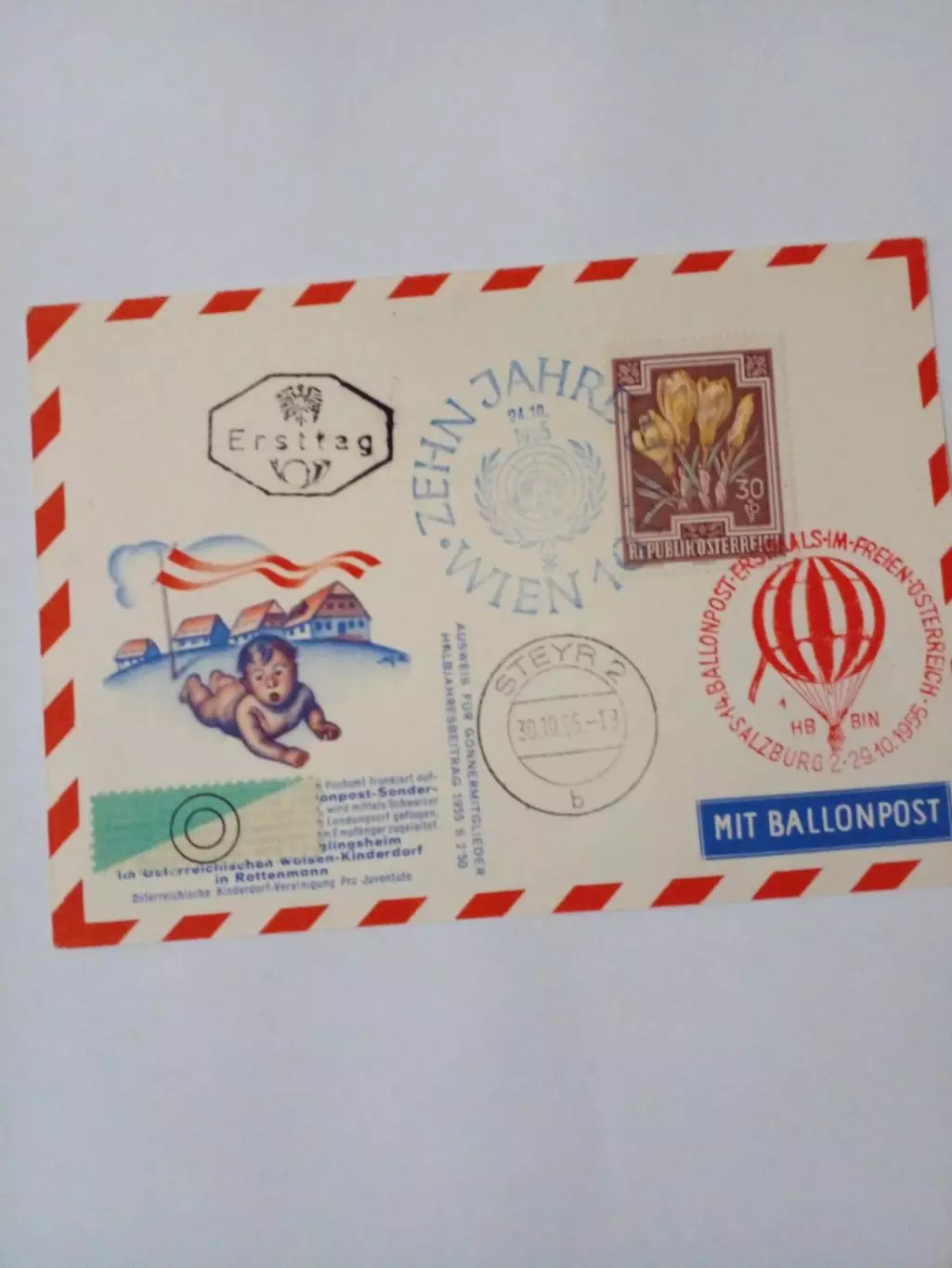 почтовая карточка двухсторонняя Австрия 1955 1