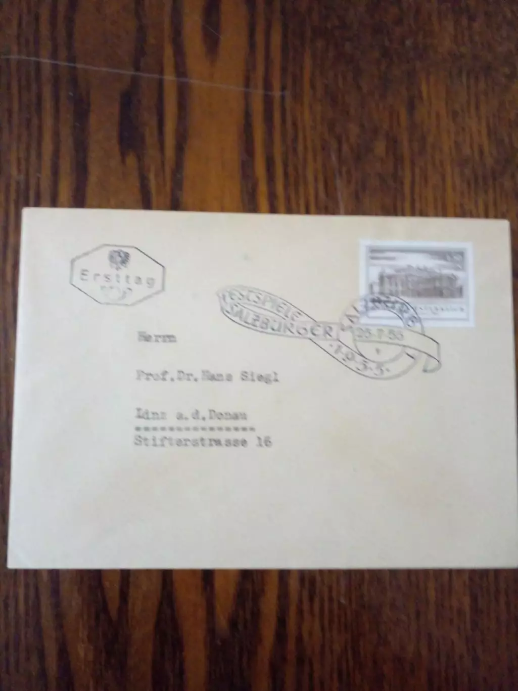 Конверт с маркой Республика Австрия 1955