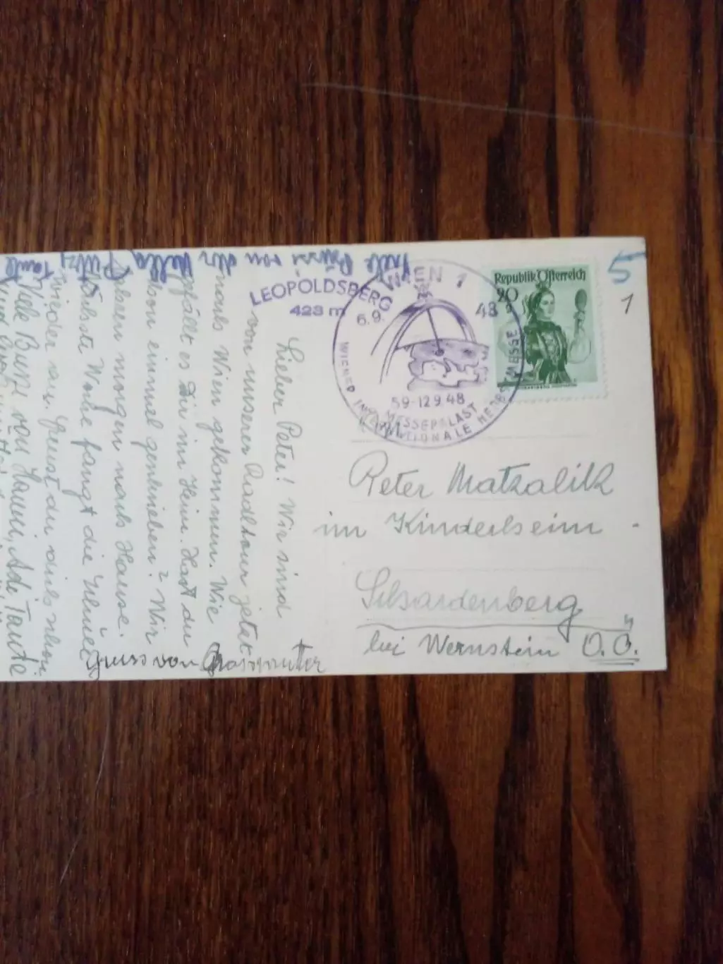 Почтовая карточка Австрия1948 год 1