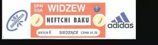 Билет Видзев Лодзь Польша - Нефтчи Баку Азербайджан 1997