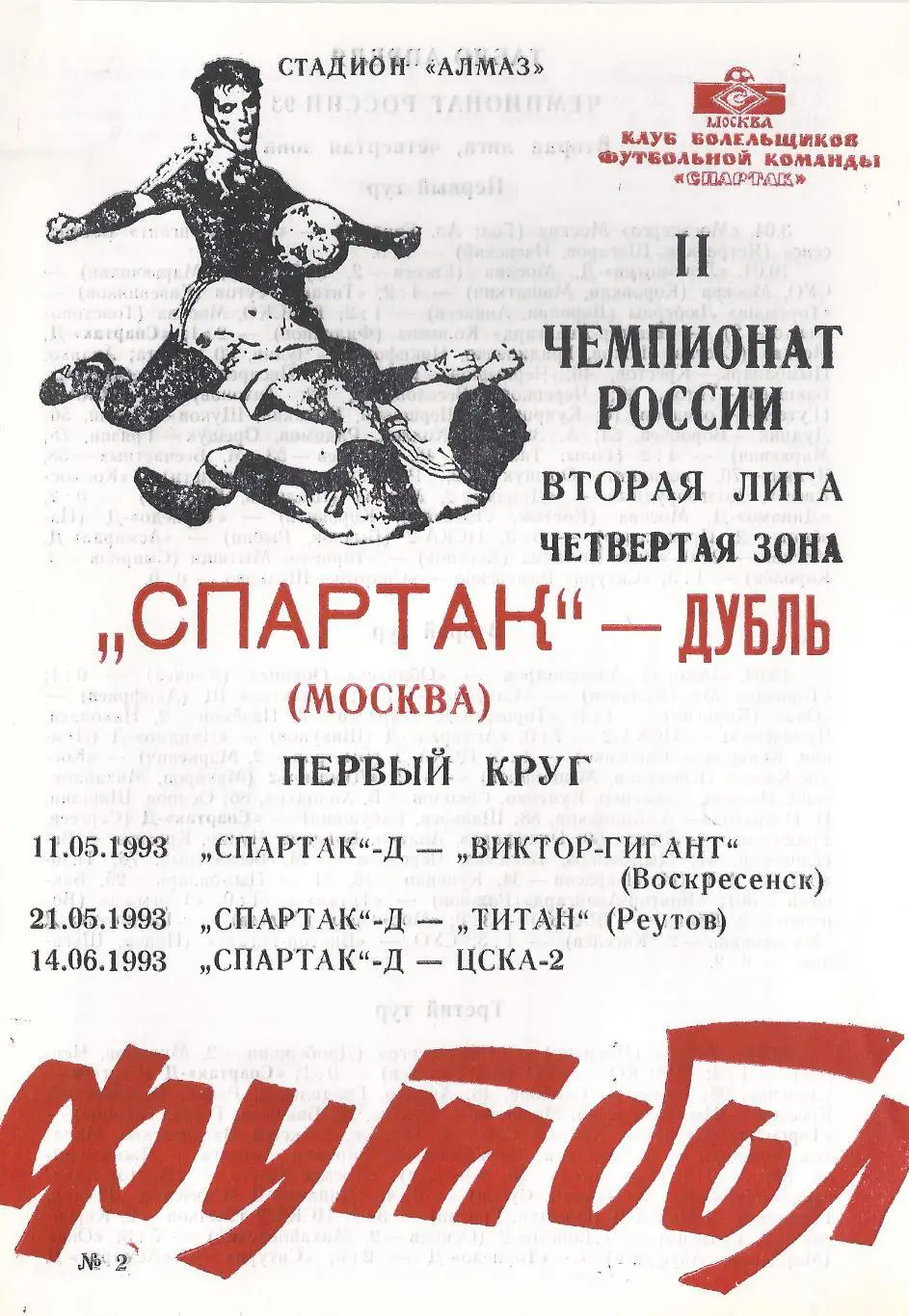 1993 - Спартак-Д Москва - Виктор-Гигант Воскресенск, Титан Реутов, ЦСКА-2