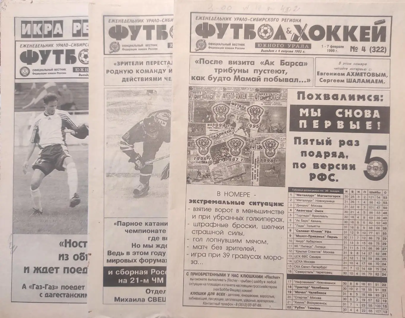 Футбол - Хоккей Южного Урала - 1999 год