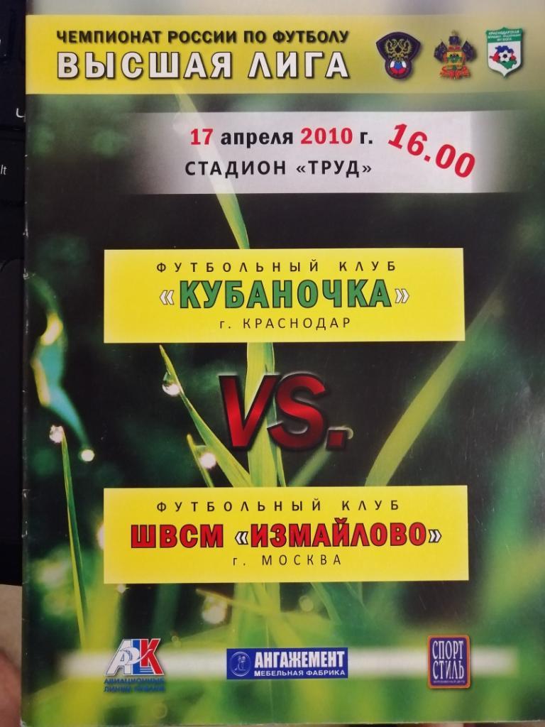 жен фут Кубаночка Краснодар - ШВСМ Измайлово Москва 17.04.2010