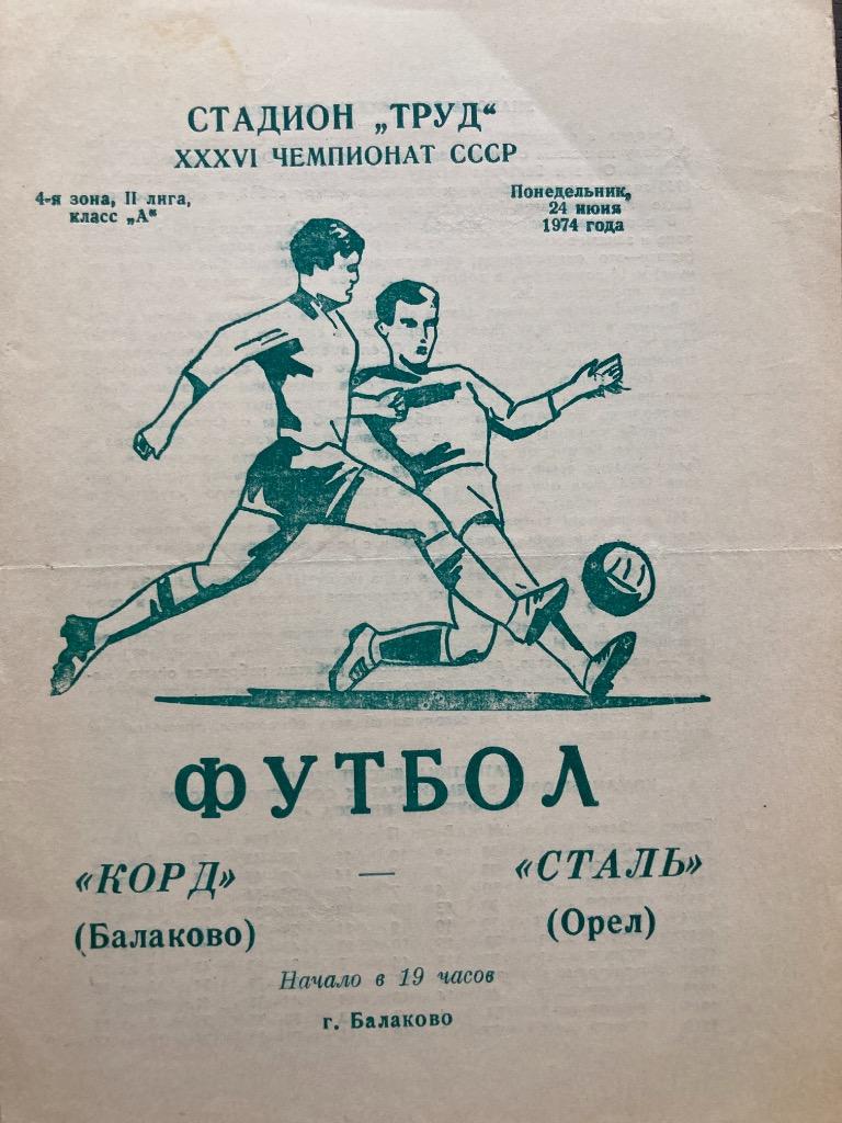 Корд Балаково - Сталь Орёл 24.06.1974