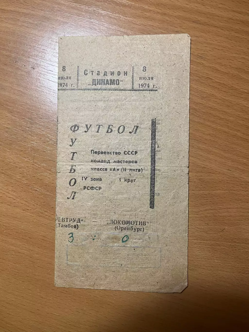 Ревтруд Тамбов - Локомотив Оренбург 1974