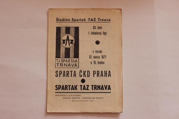 Футбол Чемпионат ЧССР Спарта Прага : Спартак Трнава 1971 г.