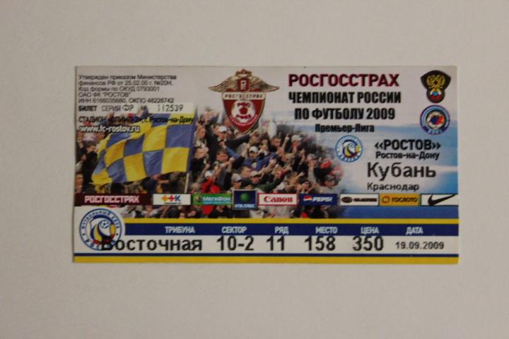 Футбол. Ростов : Кубань 2009 г.