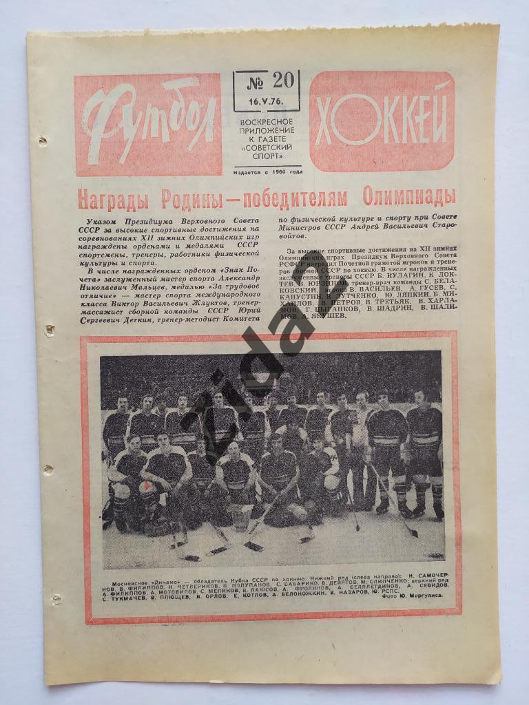 Динамо М обладатель кубка СССР по хоккею 1976 г.