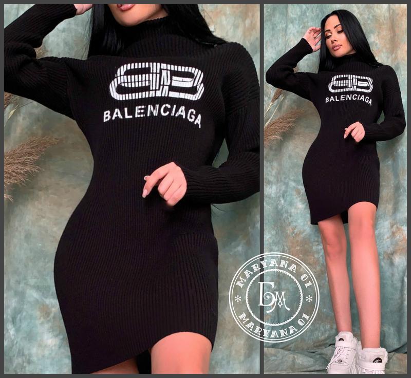 Платье свитер oversize balenciaga черное 3