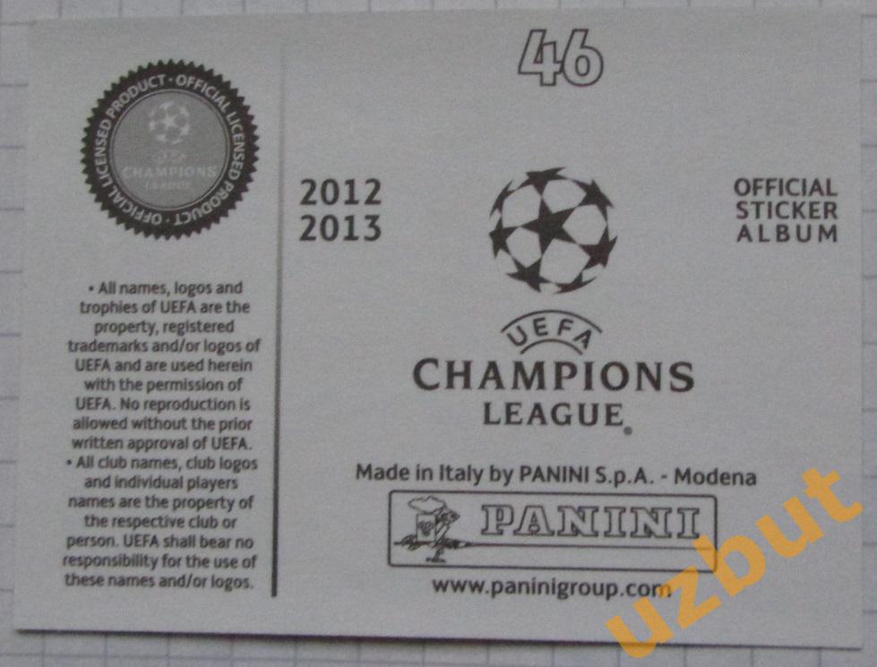 Наклейка №46 Айде Браун \ Динамо Киев ЛЧ по футболу 2012-2013 Panini 1