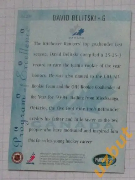 Карточка НХЛ Дэвид Белицкий Канада #se251 David Belitski Excellens 1994 1