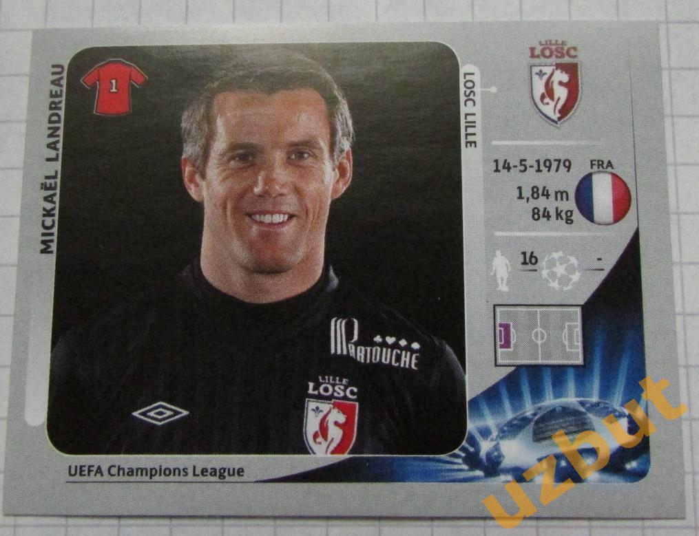 Наклейка # 409 Mickael Landreau \ Losc Lille \ ЛЧ по футболу 2012-2013 Panini