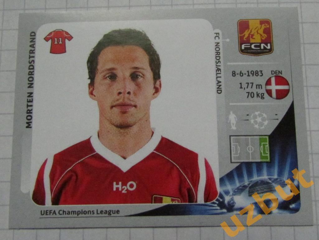 Наклейка # 369 Morten Nordstrand \ FC Nordsjael \ ЛЧ по футболу 2012-2013 Panini