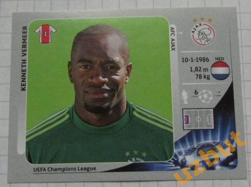 Наклейка # 265 Kenneth Vermeer \ Ajax \ ЛЧ по футболу 2012-2013 Panini