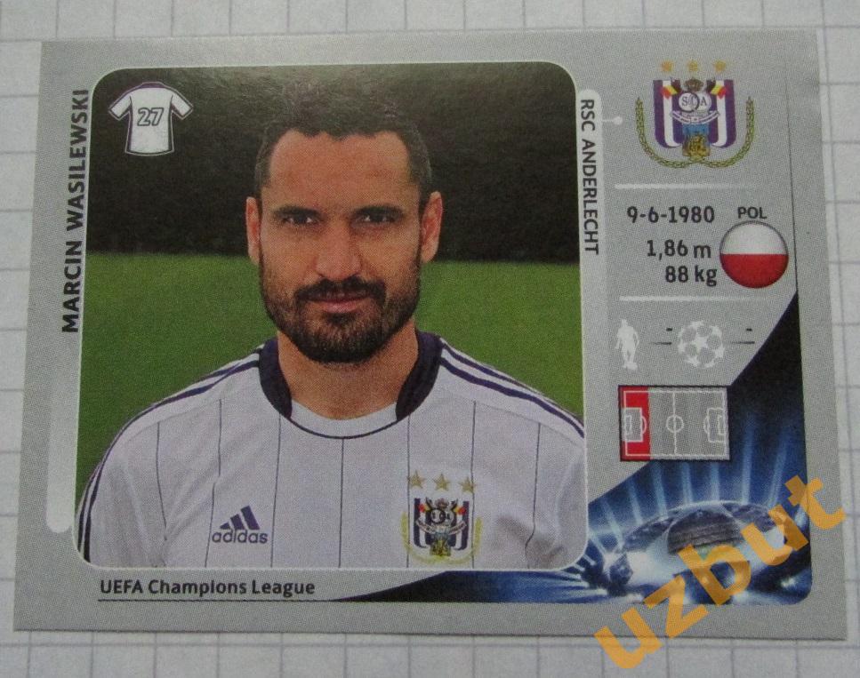 Наклейка # 197 Marcin Wasilewski \ Anderlecht \ ЛЧ по футболу 2012-2013 Panini