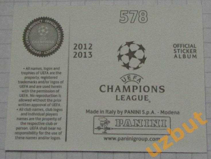 Наклейка # 578 Луис Альберто \ CFR 1907 \ ЛЧ по футболу 2012-2013 Panini 1