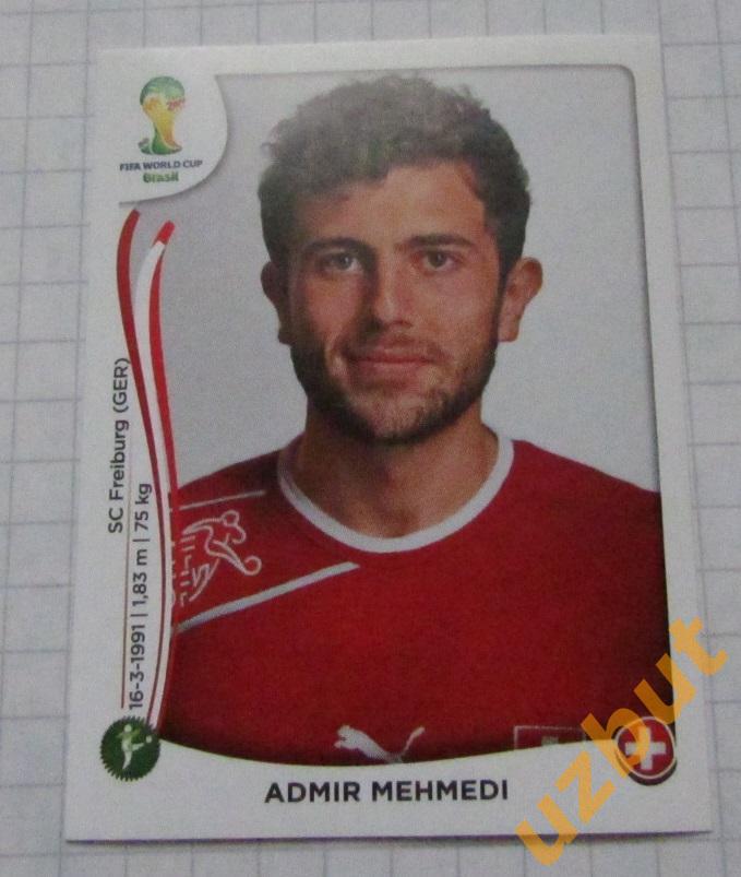 2014 Бразилия Panini № 352 Admir Mehmedi Швейцария