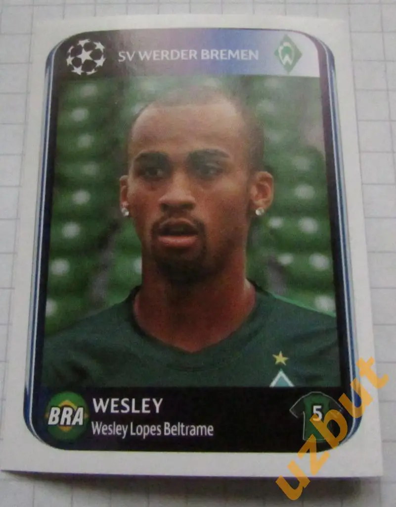 Наклейка №33 Wesley FC Werder Panini ЛЧ 2010-2011