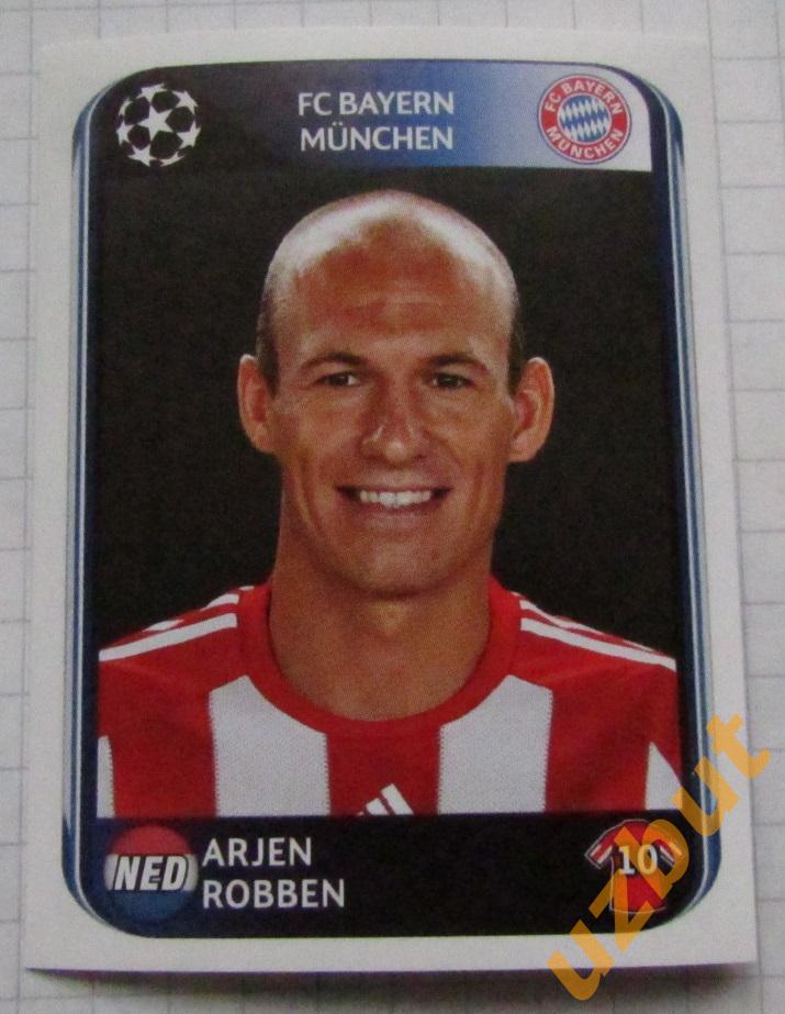 Наклейка № 289 Arjen Robben FC Bayern Panini ЛЧ 2010-2011