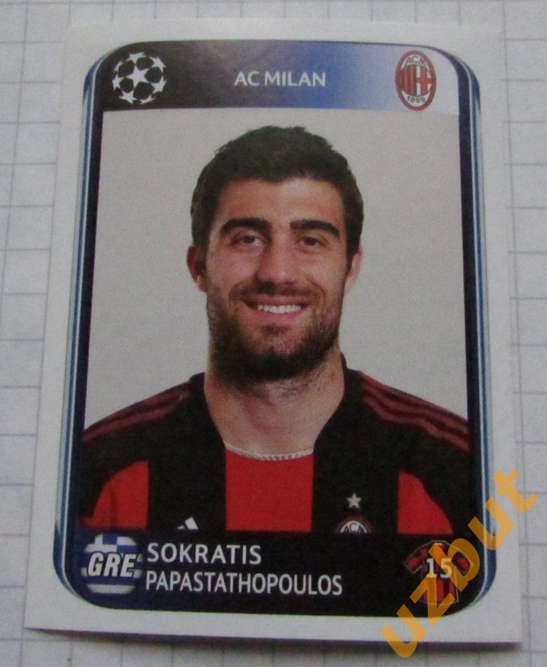 Наклейка № 417 Sokratis Papastathopoulos FC Milan Panini ЛЧ 2010-2011