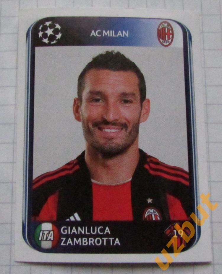 Наклейка № 418 Gianluca Zambrotta FC Milan Panini ЛЧ 2010-2011