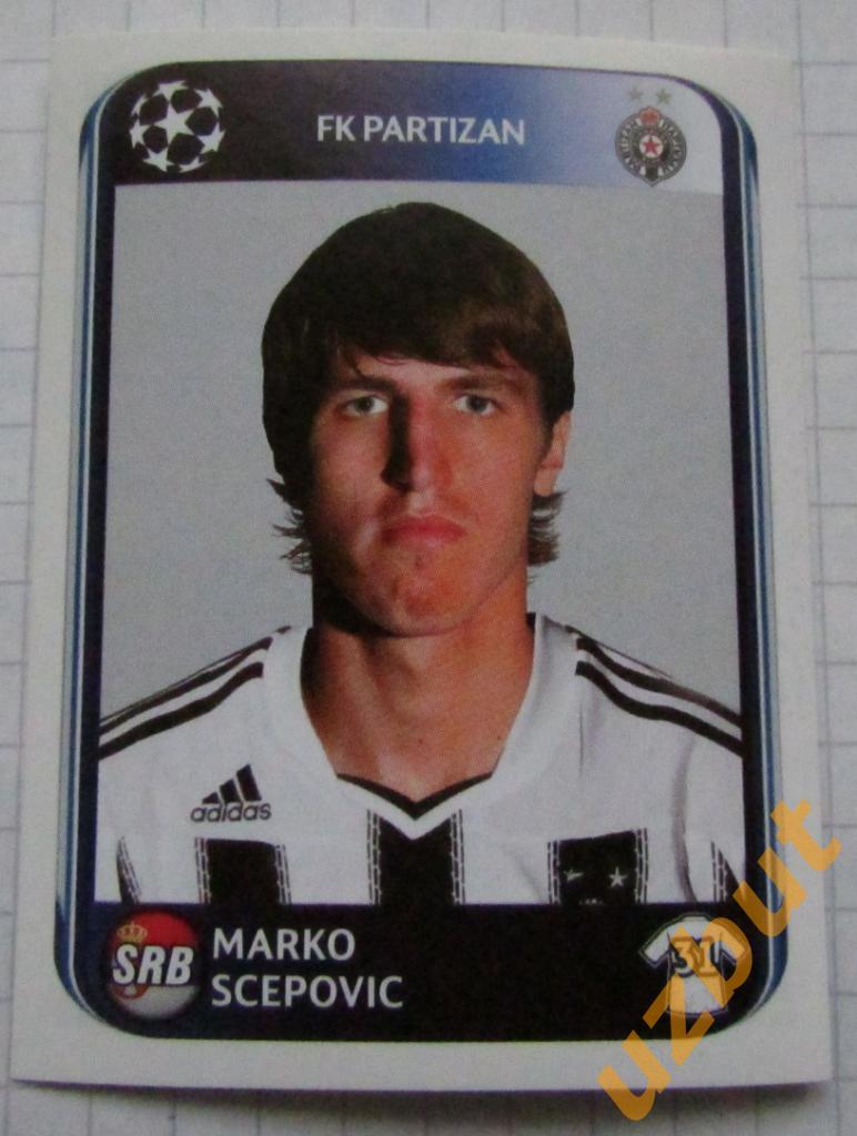 Наклейка № 546 Marco Scepovic FC Partizan Panini ЛЧ 2010-2011