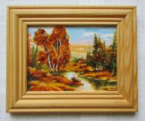 Картина панно пейзаж с янтарем 11 х 9 см