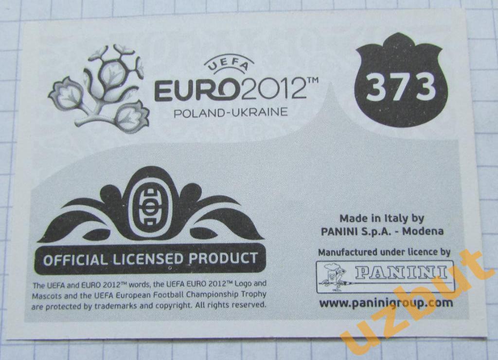 Наклейка № 373 Хорватия пазл евро 2012 Panini 1