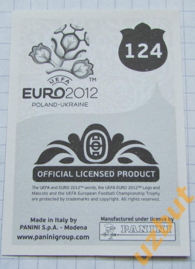 Наклейка № 124 Игорь Денисов Россия евро 2012 Panini 1