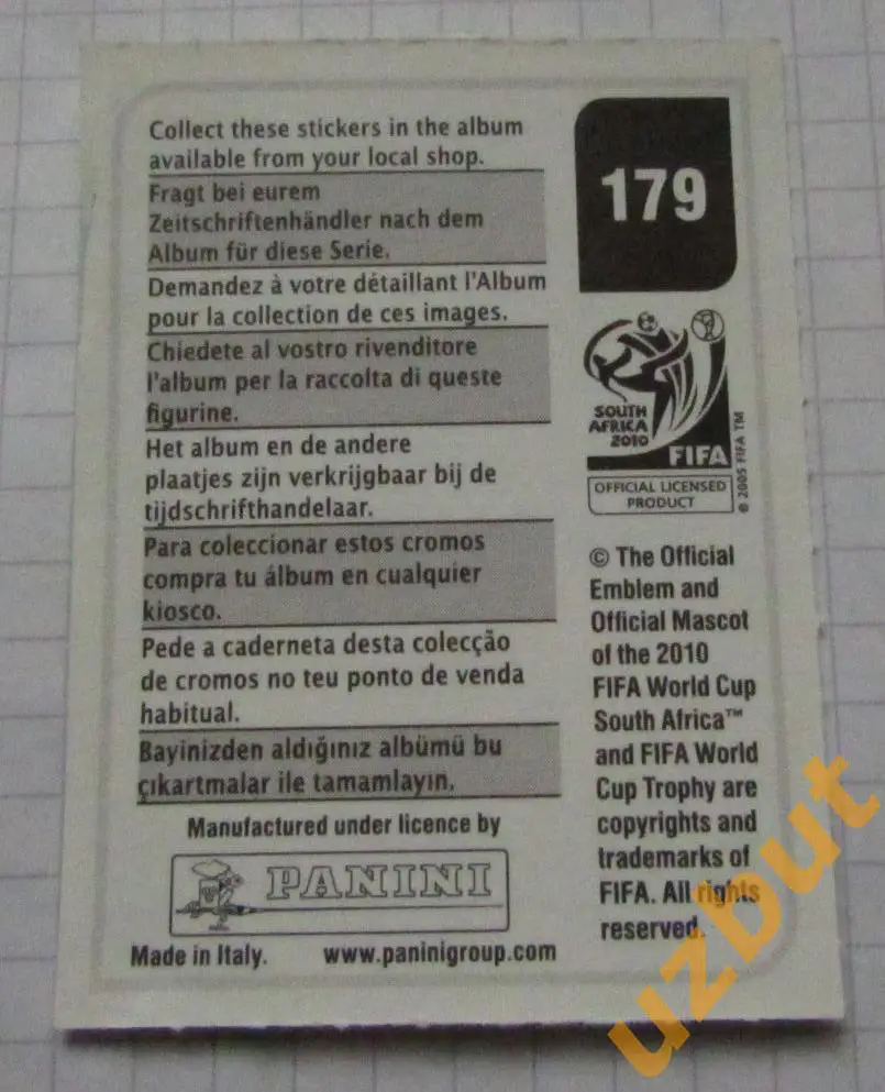 Наклейка № 179 Теофанис Гекас ГрецияЧемпионат мира по футболу 2010 Panini 1