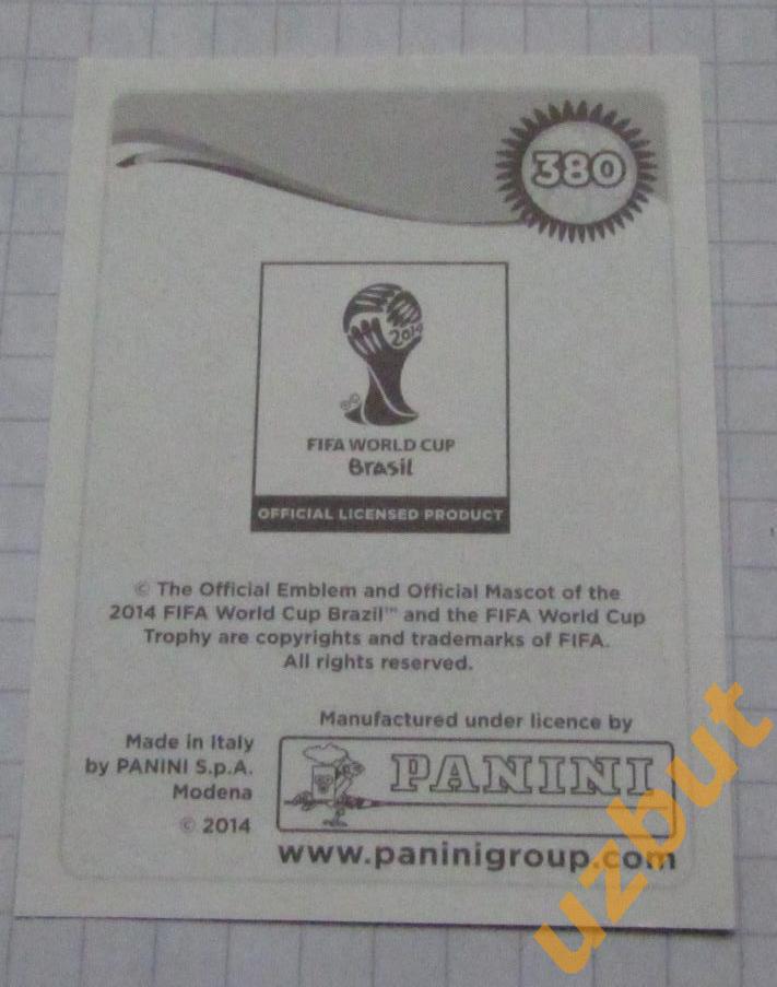 Наклейка № 380 Лоран Косельни Франция ЧМ 2014 Бразилия Panini 1