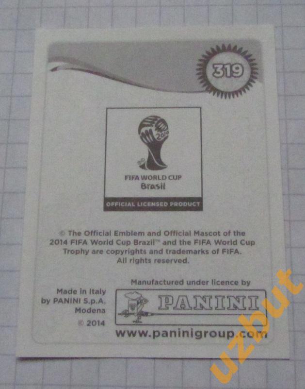 Наклейка № 319 Буффон Италия ЧМ 2014 Бразилия Panini 1