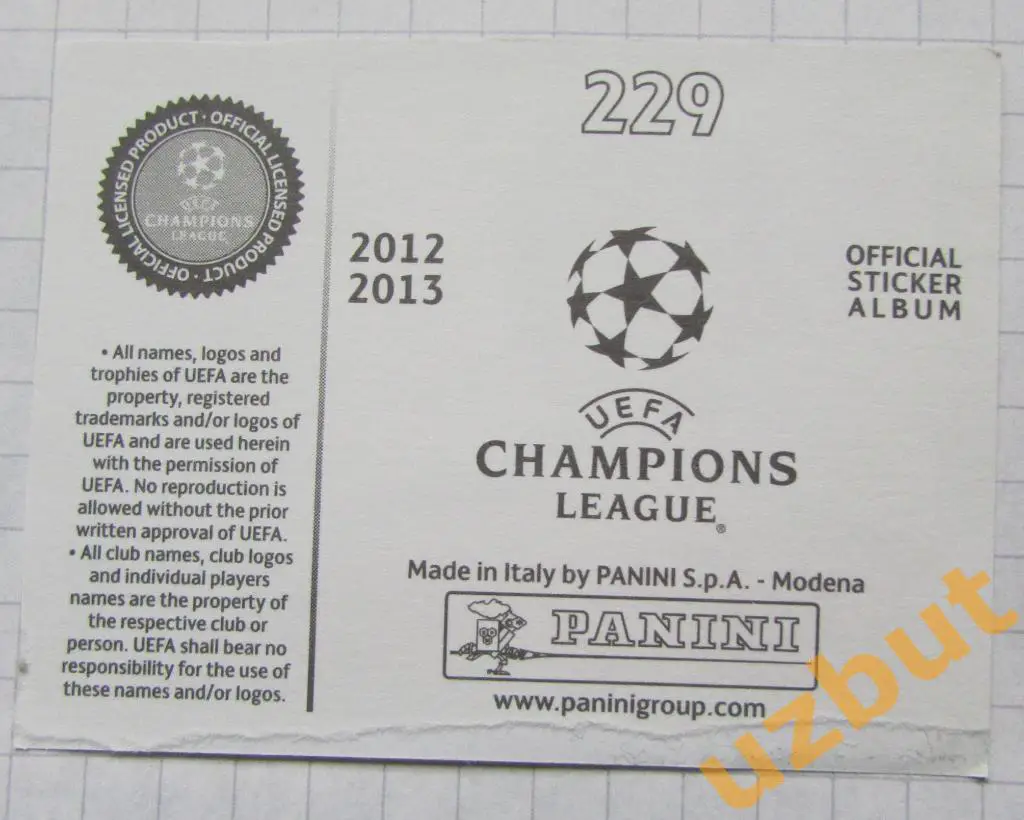 Наклейка № 229 Икер Касильяс Реал Panini ЛЧ 2012-2013 (2) 1