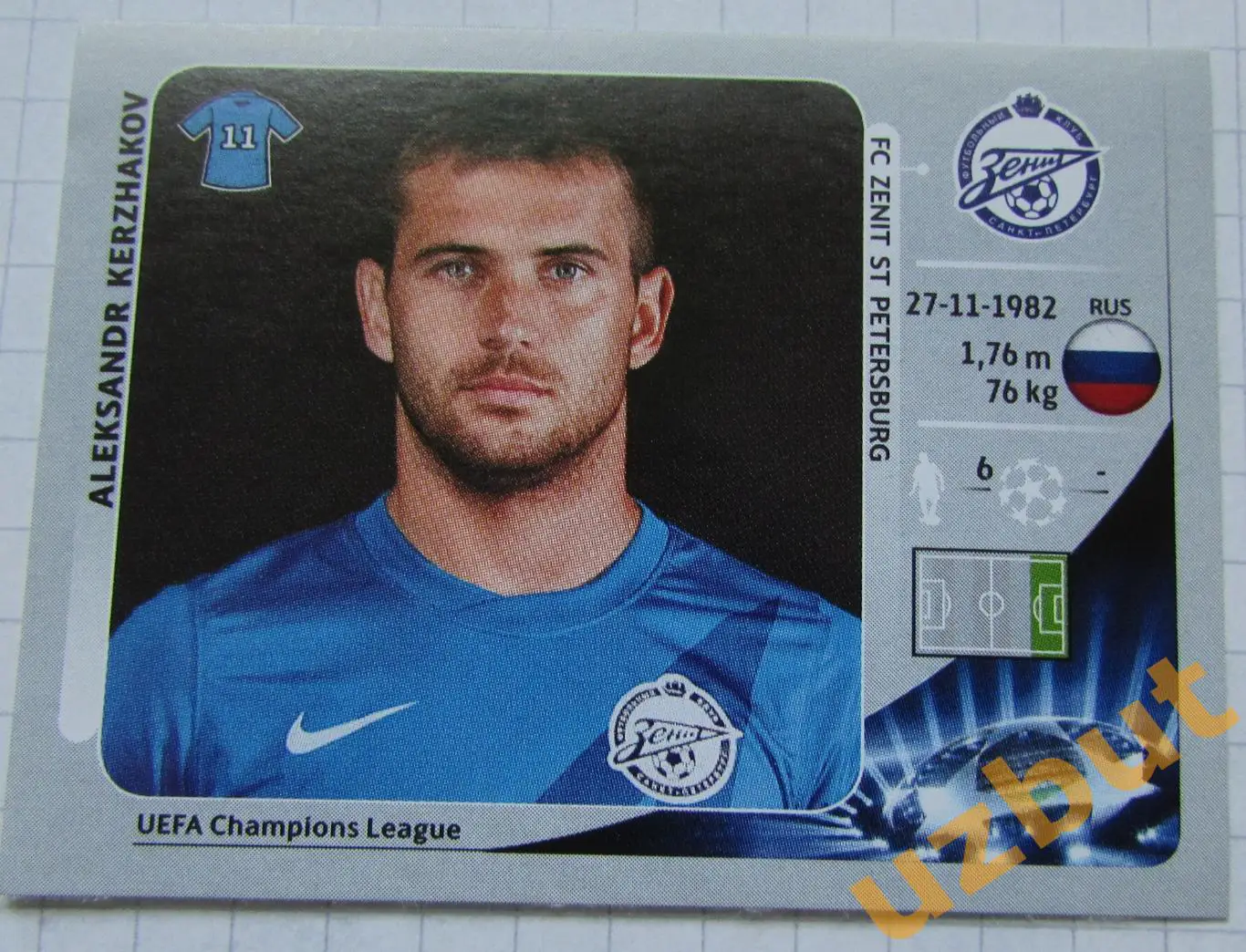 Наклейка № 190 Кержаков Зенит Panini ЛЧ 2012-2013 (2)