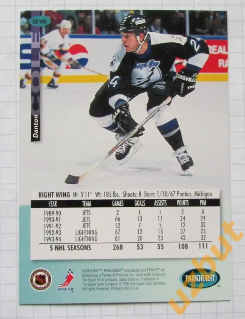 Карточка НХЛ Дантон Коул Тампа-Бэй Лайтнинг # se 169 Danton Cole 1994 1