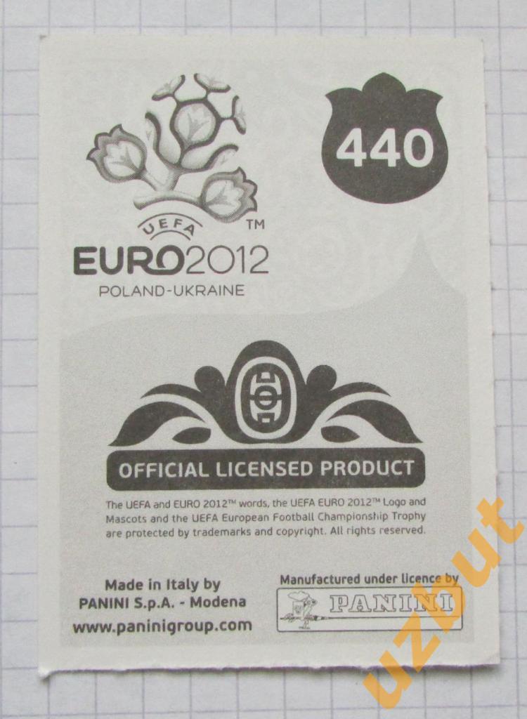 Наклейка № 440 Бехранг Сафари Швеция евро 2012 Panini база 1