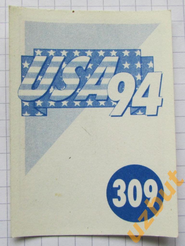 Наклейка Денис Ирвин Ирландия № 309 Euroflash ЧМ 1994 США 1