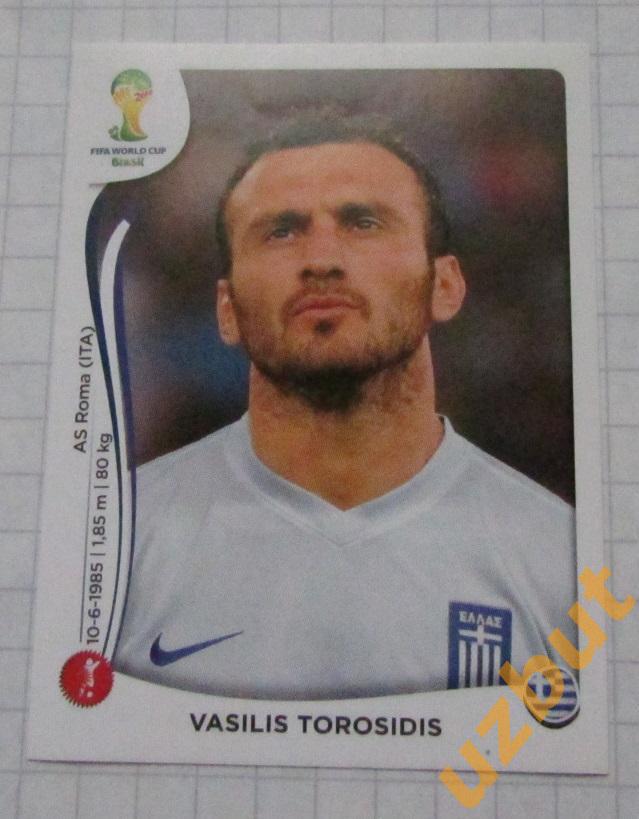 Наклейка № 206 Василис Торосидис Греция ЧМ 2014 Бразилия Panini (2)