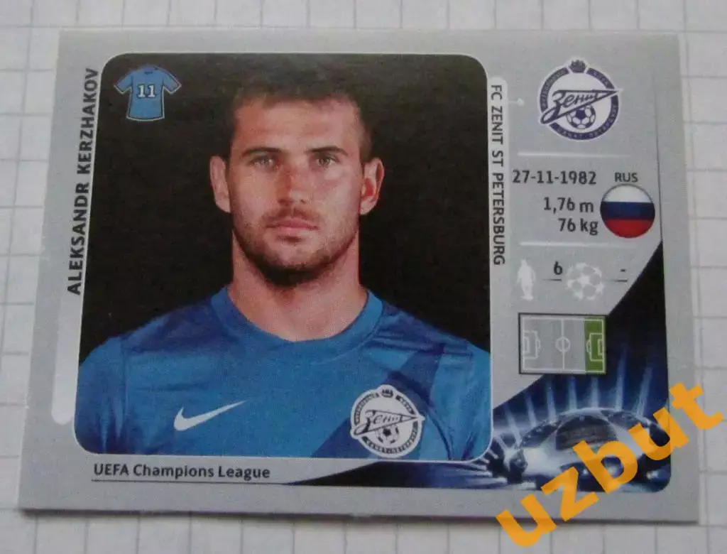 Наклейка № 190 Кержаков Зенит Panini ЛЧ 2012-2013