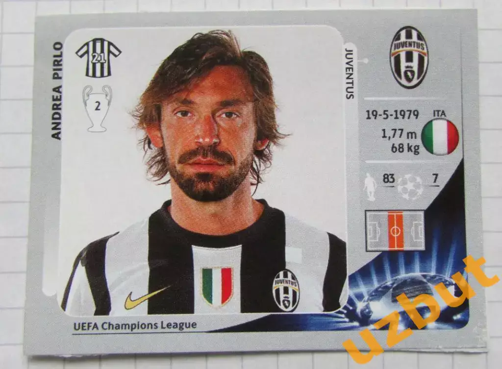 Наклейка № 344 Андреа Пирло Ювентус Panini ЛЧ 2012-2013