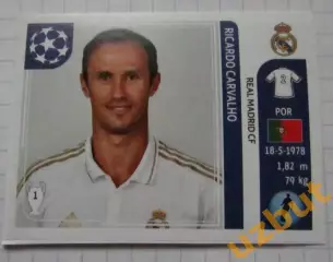 Наклейка № 212 Рикарду Карвалью Реал Мадрид ЛЧ по футболу 2011-2012 Panini