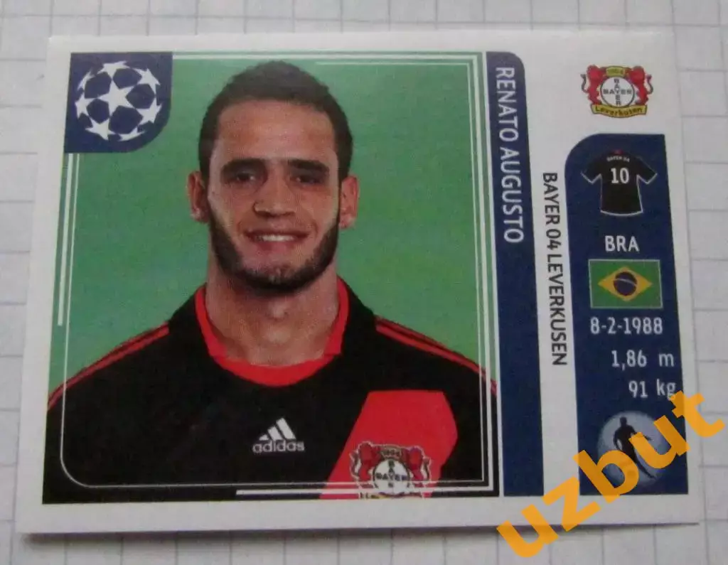 Наклейка № 322 Ренато Аугусто Байер 04 ЛЧ по футболу 2011-2012 Panini