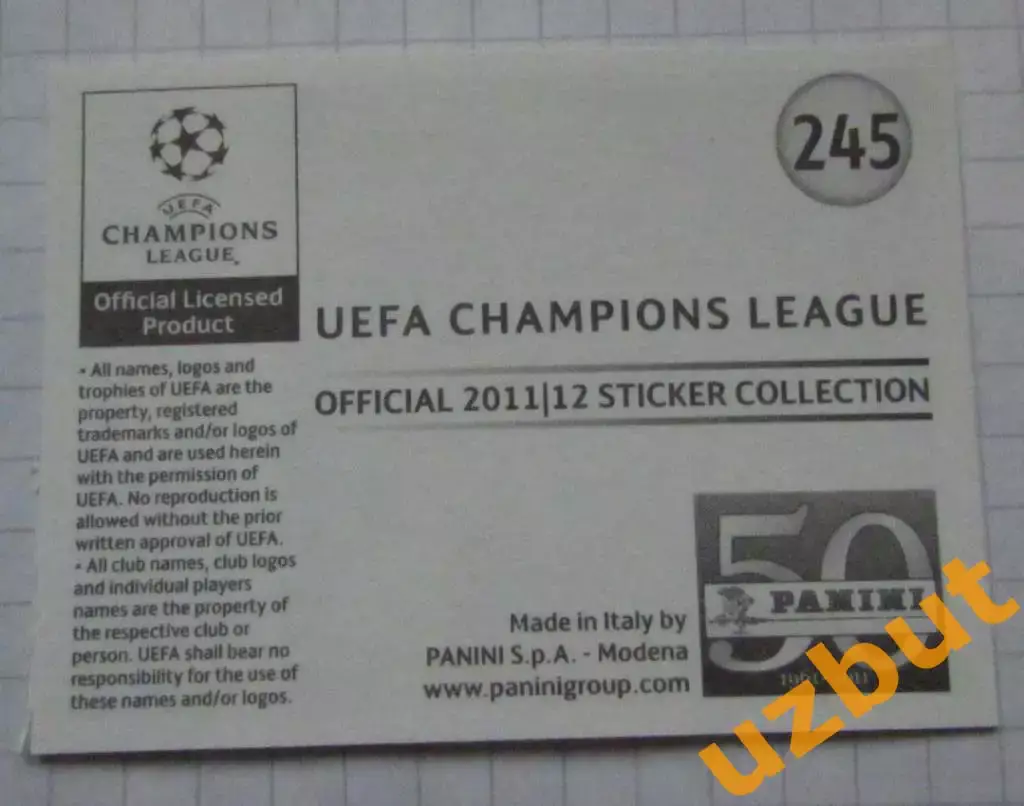 Наклейка № 245 Ренато Аугусто Аякс ЛЧ по футболу 2011-2012 Panini 1