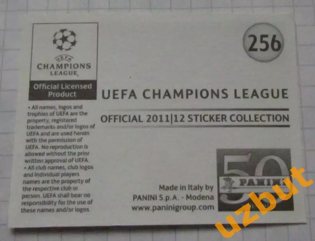 Наклейка № 256 Лоренцо Эбесилио Аякс ЛЧ по футболу 2011-2012 Panini 1