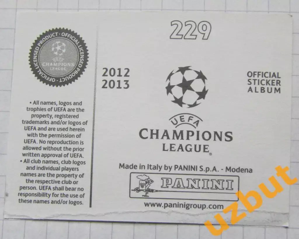 Наклейка № 229 Икер Касильяс Реал Panini ЛЧ 2012-2013 (2) 1