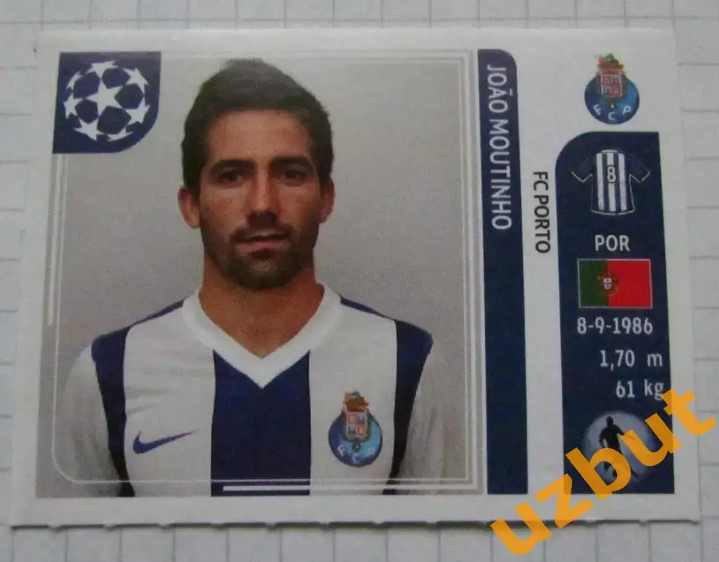 Наклейка № 421Жоау Моутинью Порто ЛЧ по футболу 2011-2012 Panini