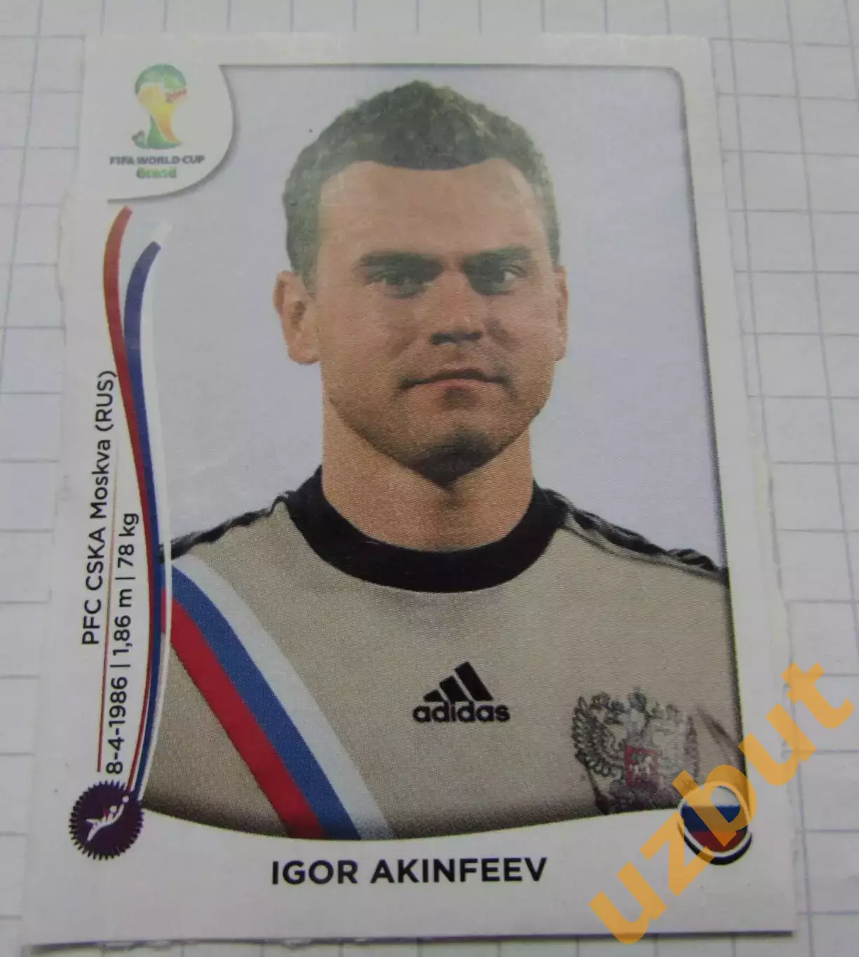 Наклейка № 604 Акинфеев Чемпионат мира по футболу 2014 Panini