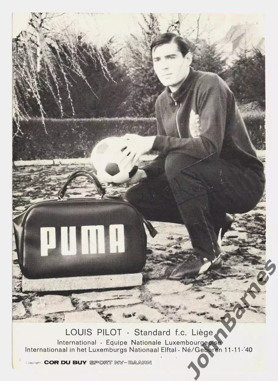 1969 Автограф футболиста Луи Пило (Стандарт Льеж, сб. Люксембурга) Louis Pilot