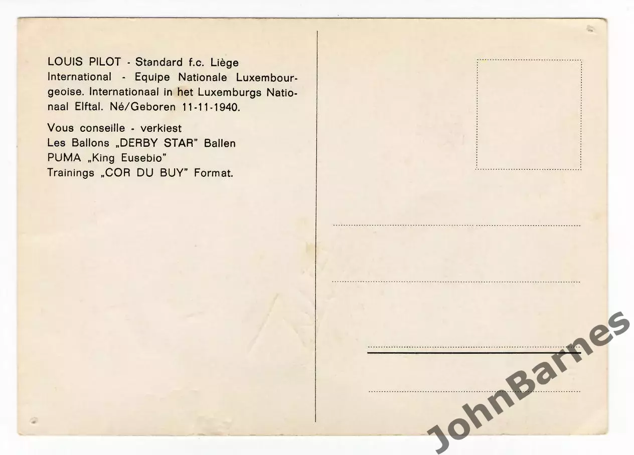 1969 Автограф футболиста Луи Пило (Стандарт Льеж, сб. Люксембурга) Louis Pilot 1